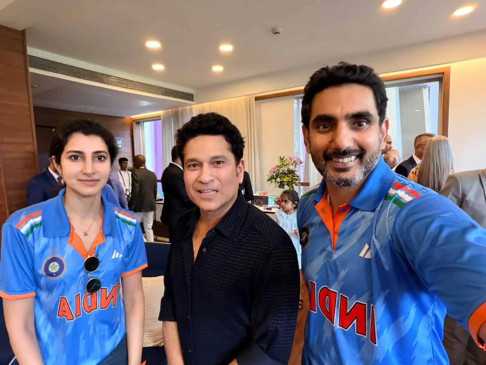 When Lokesh and Brahmini Met the Legend – A Special Moment with Sachin