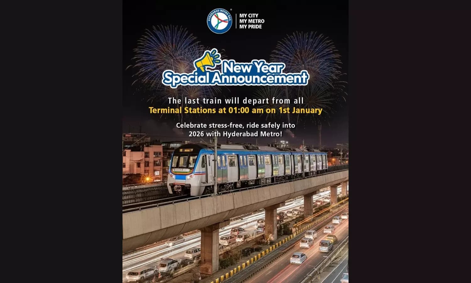 Hyderabad Metro Rail Brings Good News for New Year Celebrations