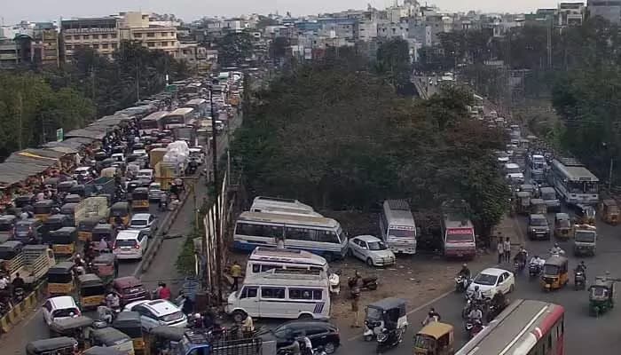 Heavy Traffic Jams Across Hyderabad Due to Sankranti Holiday Journeys