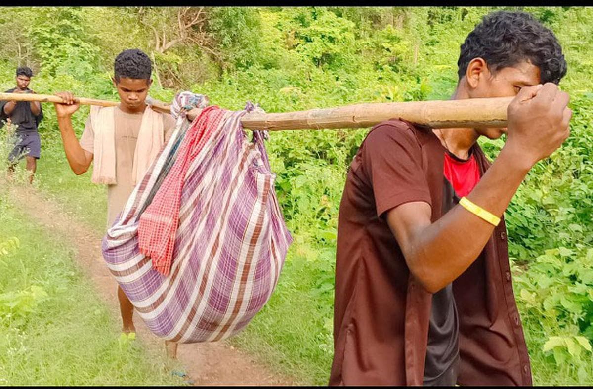Tribal Girl Carried on Doli Due to Lack of Road Access