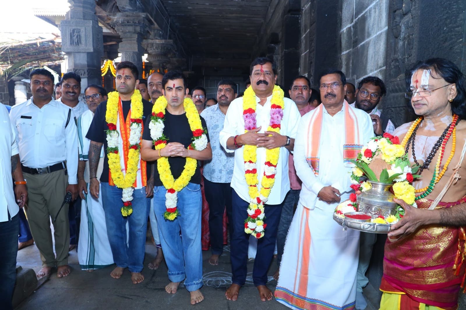 Team India cricketers at Simhadri Appanna service