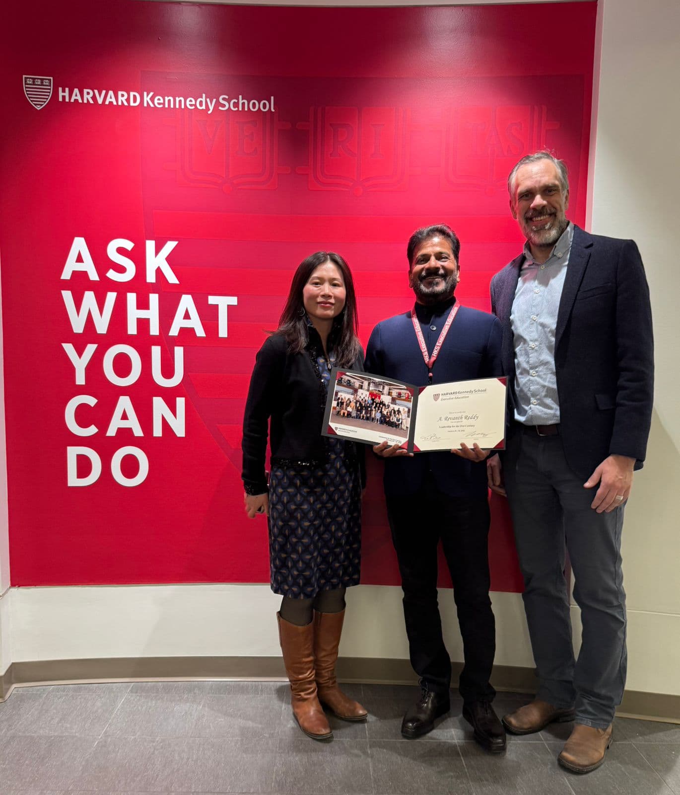 Telangana CM Revanth Reddy Receives Certificate from Harvard Kennedy School
