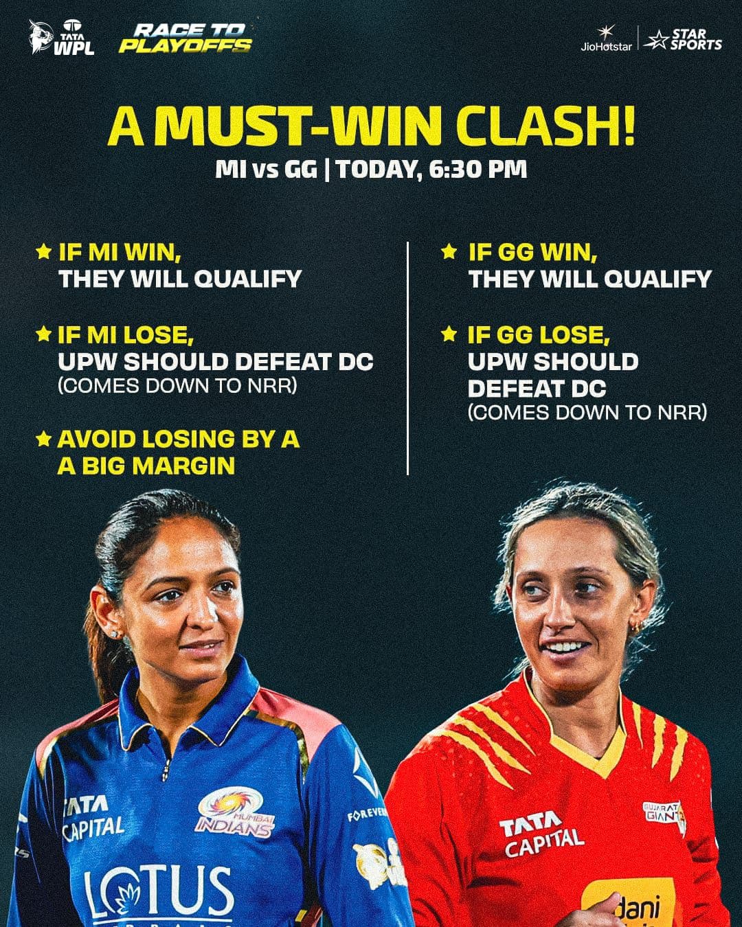 Intense Battle in the WPL Playoffs Race: MI vs GG Clash Today