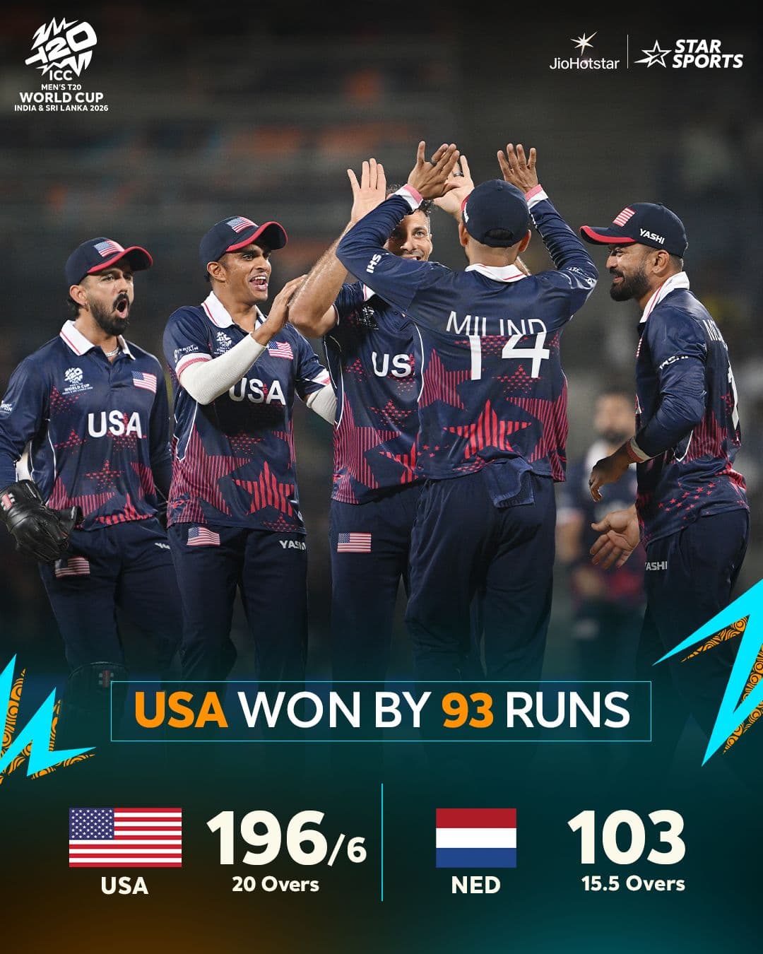 T20 World Cup: USA Clinches Dominant Victory Over Netherlands