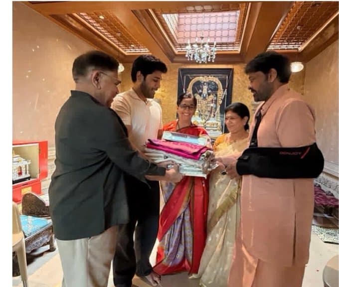 Allu Sirish Wedding Festivities Begin; First Invitation Presented to Chiranjeevi!