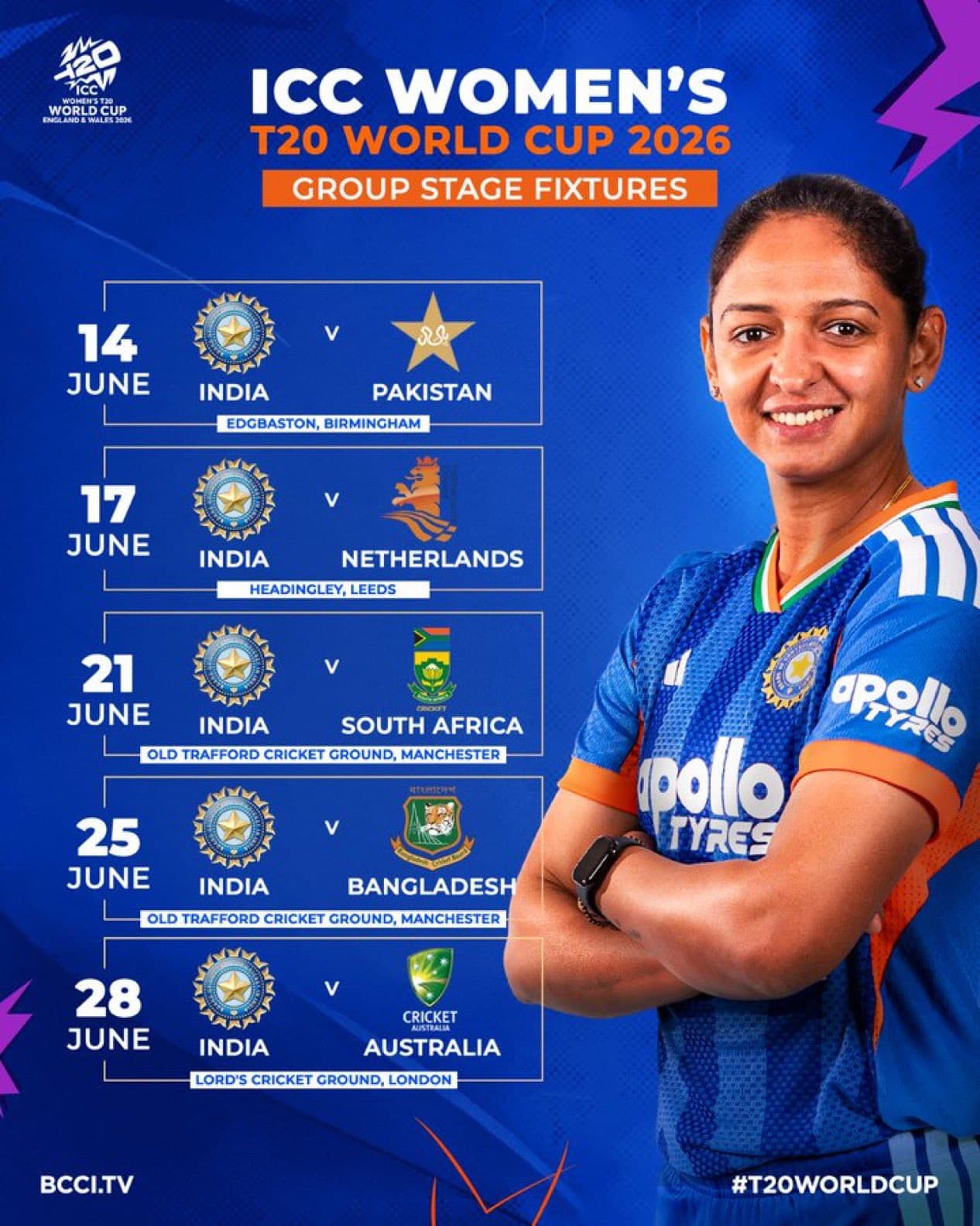 T20 Women’s World Cup 2026 Schedule Released: India to Play 5 Matches in Group Stage