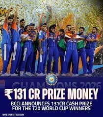 The BCCI cash reward will be distributed as follows