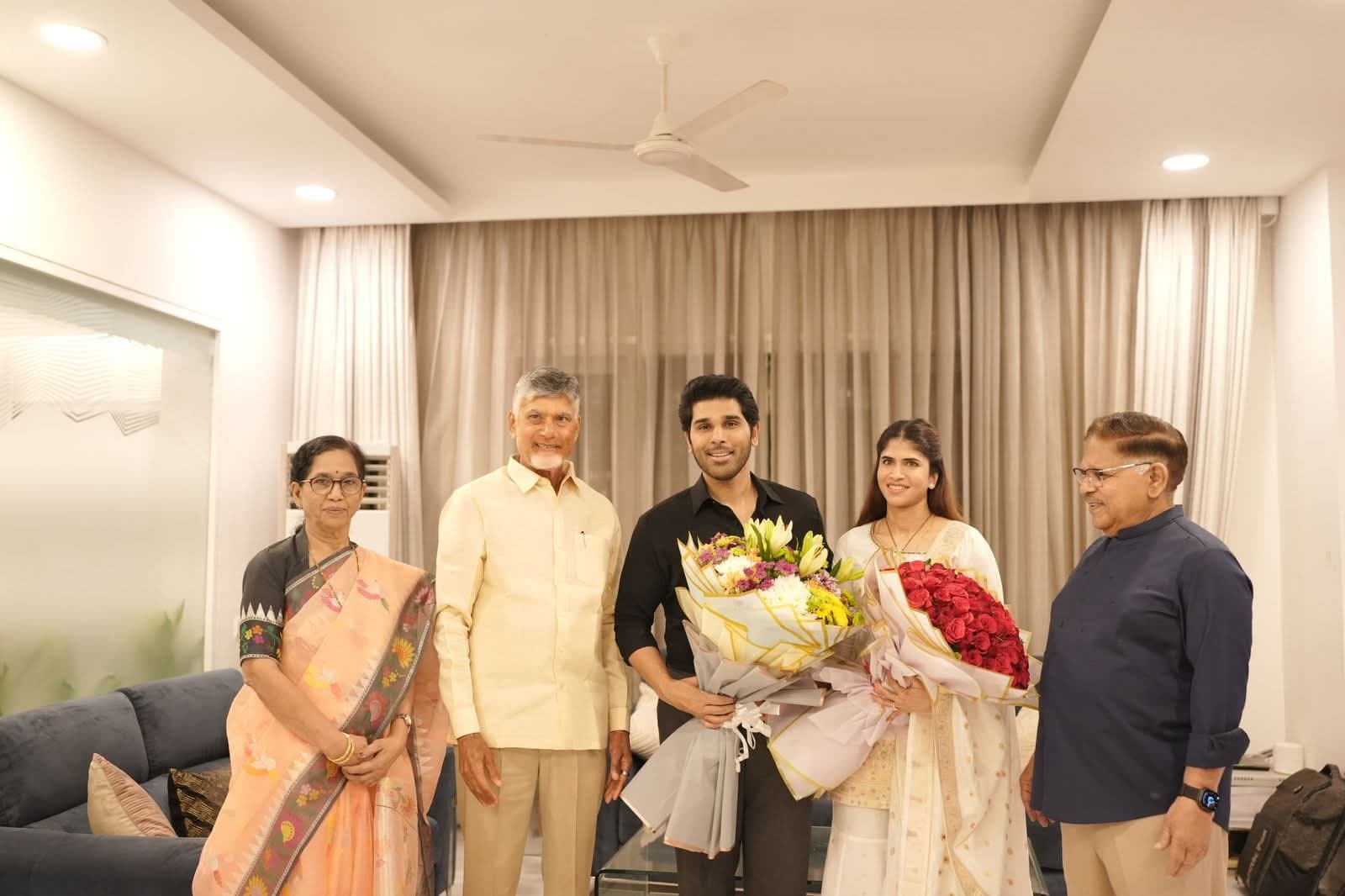Chandrababu Naidu Blesses Newlyweds Allu Shirish and Naynika