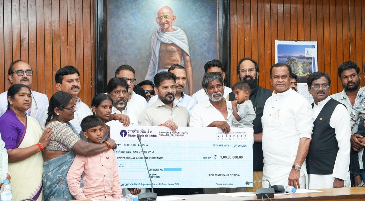 CM Revanth Reddy Hands Over ₹1 Crore Insurance Cheques to Families of Deceased Power Staff!