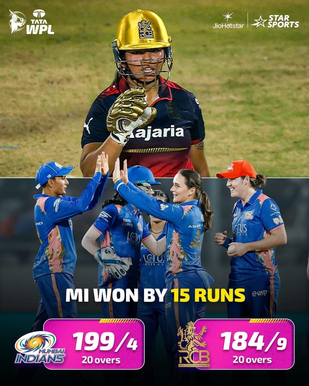 WPL 2026: Mumbai Indians Defeat RCB by 15 Runs; Bengaluru Suffer Second Loss!