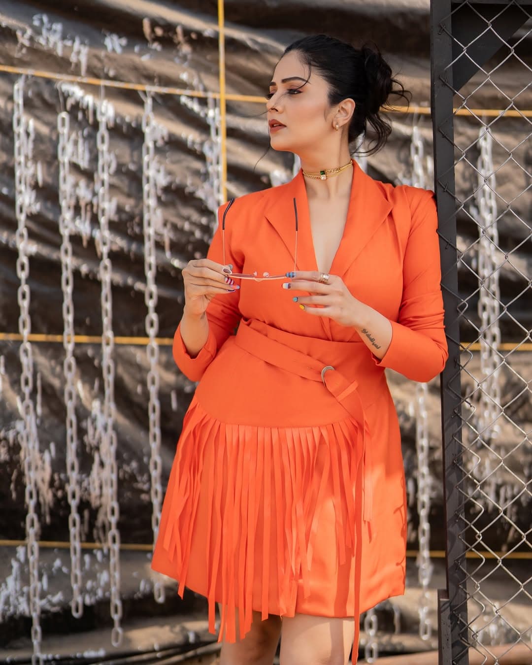Sreemukhi Turns Heads in Bold Orange Chic Look!